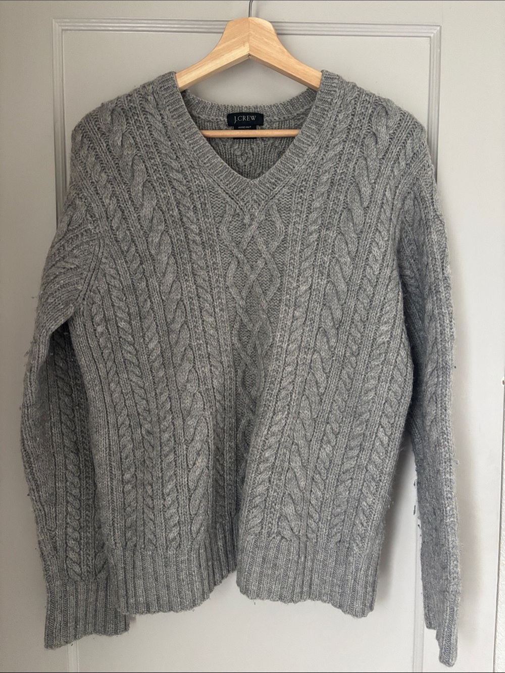 Vintage 90’s J Crew Hand Knit Cable V-Neck Sweater